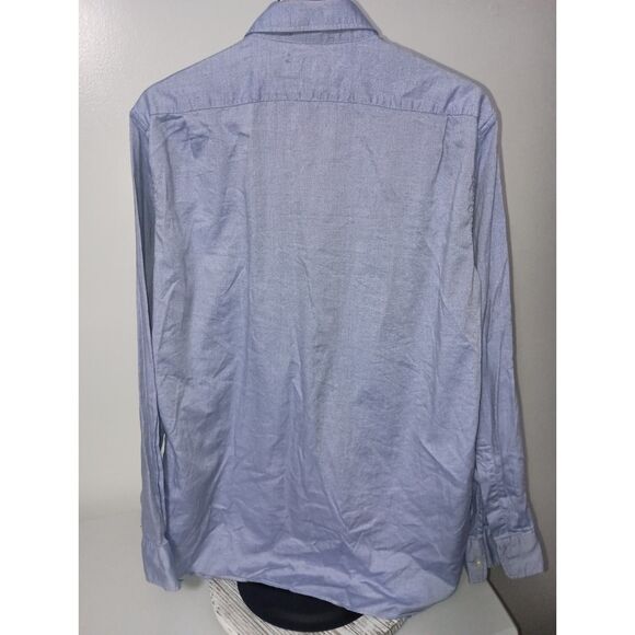 J. Crew: 80's 2-Ply Blue Long-Sleeve Button Down Shirt, Men's Size L 16-16.5 - Picture 2 of 5